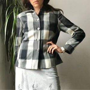 Womens Lightweight Plaid Checkered Blazer Size M